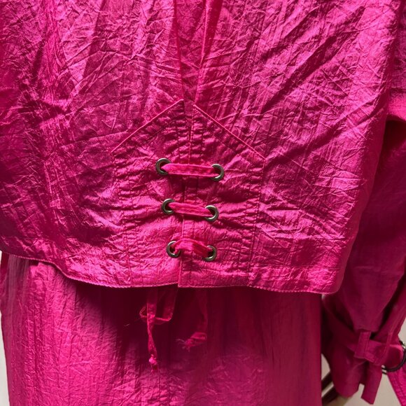 Climatiser Womens Sz 10 Trench Coat Bright Pink Nylon Coat Business Vintage 80s - Picture 10 of 10